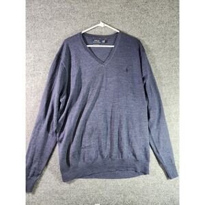 Polo Ralph Lauren Men's 2XL Washable Merino Wool Sweater Navy Modern Preppy Fall